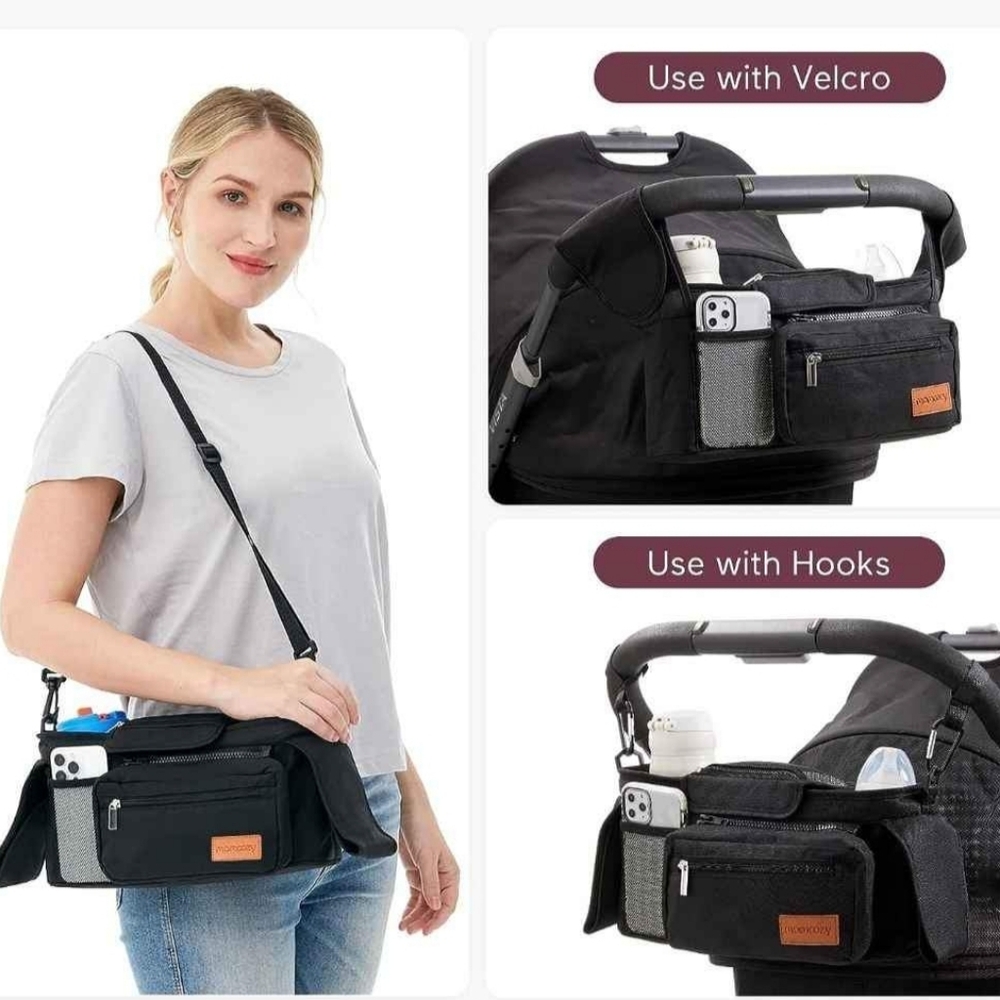 Mom Cozy Universal Stroller Organizer with Insulated Cup Holder bag